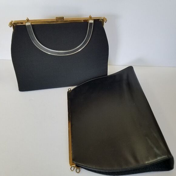 Vintage 60's L&M Lowy & Mund Edwards Lucite Handle Convertible Day To Night Bag - Picture 2 of 16
